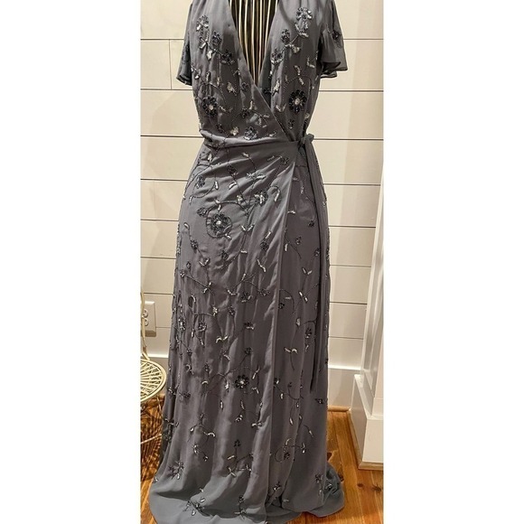 NWOT Anthropologie BHLDN Hydrangea Plymouth Wrap Dress, size 6 - Picture 8 of 16